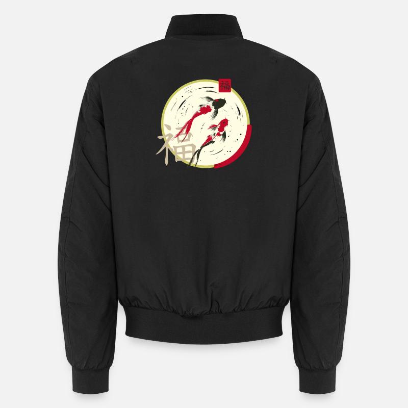 Prospérité du cercle lunaire zen Koi Bomber unisexe