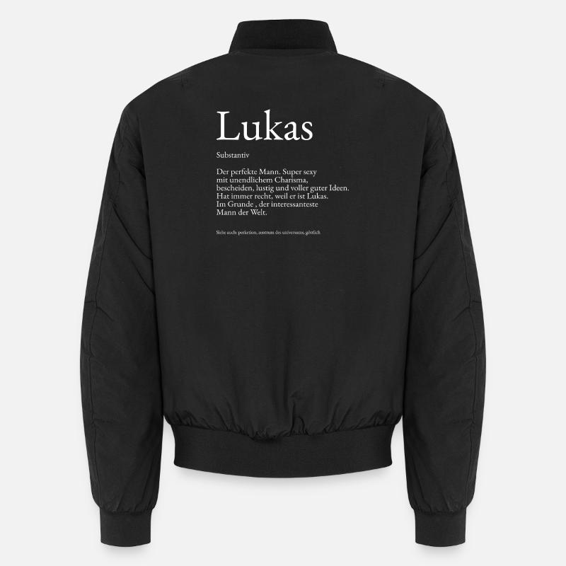 Lukas Dictionary Explanation First Name Lukas Unisex Bomber Jacket