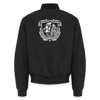 Heraldic Dog Shield: Heraldry Print - Unisex Bomber Jacket - black - Back - AI Model Male 185 light (185cm)