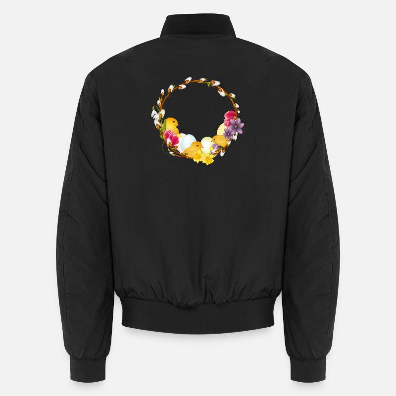 Spring wreath with chick Easter and spring motif Unisex Bomber Jacket