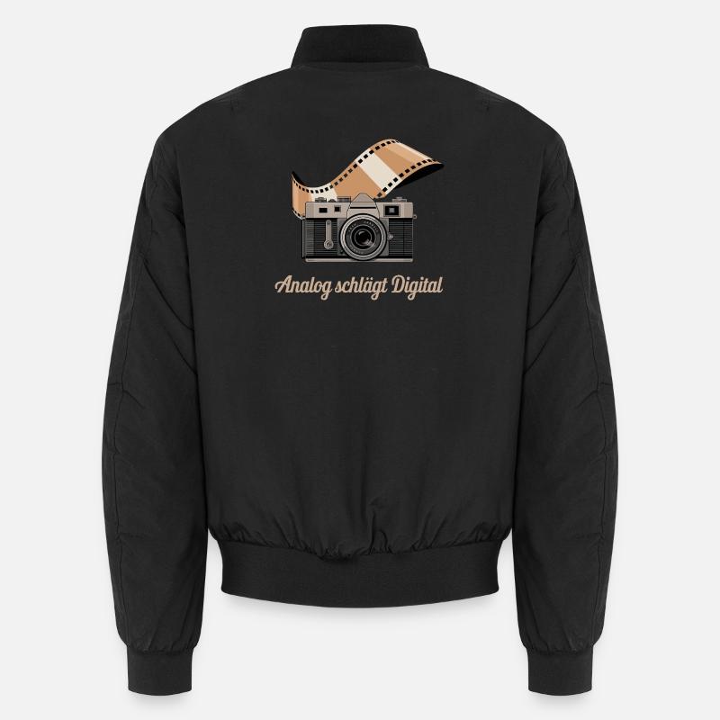 Analog Beats Digital Retro Camera - Unisex Bomber Jacket - black