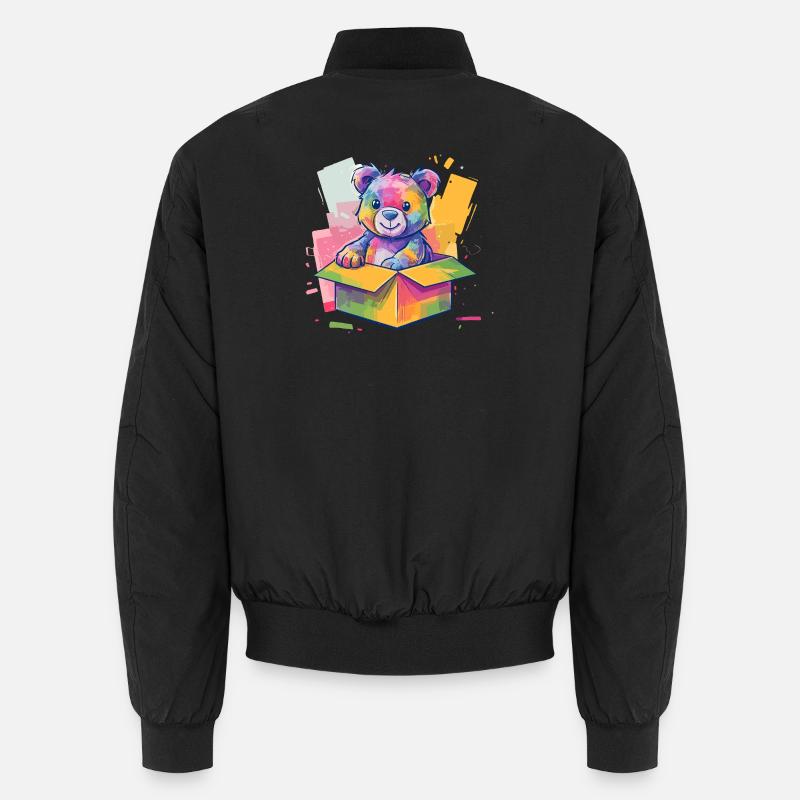 Rainbow Bear in a Box - Unisex Bomber Jacket - black