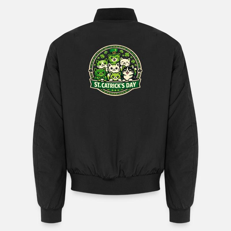 St. Catricks Day Süße Katzen Kätzchen Irisches Kleeblatt Unisex Bomberjacke