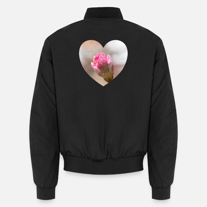 Frühlingsliebe ein pinkes Blütenherz Unisex Bomberjacke