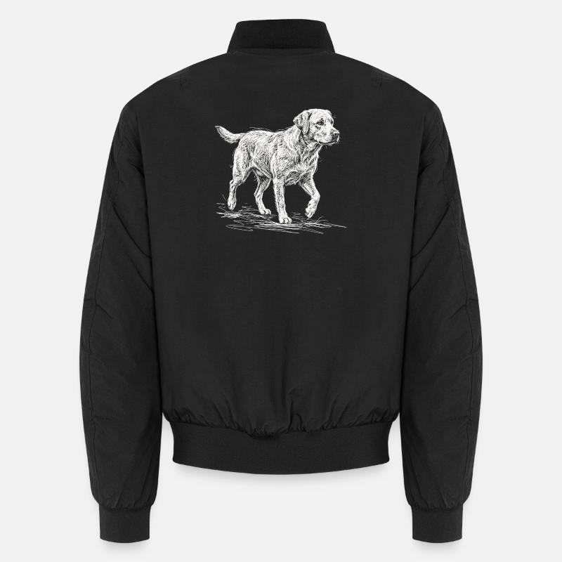 Labrador Sketch White – Minimalist Design Unisex Bomber Jacket