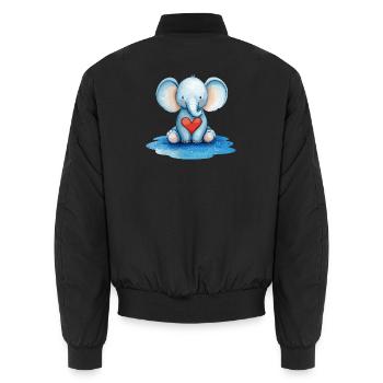 Blauer Elefant Herzfreund - Unisex Bomberjacke - Schwarz - Hinten - AI Model Male 185 light (185cm)