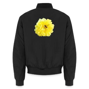 Yellow_Rose_-_Bee_Nature_Photography - Unisex Bomberjacke - Schwarz - Hinten - AI Model Male 185 light (185cm)