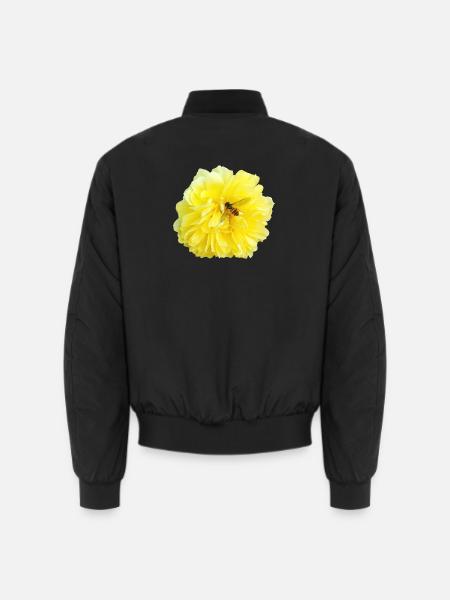 Yellow_Rose_-_Bee_Nature_Photography - Unisex Bomber Jacket - black