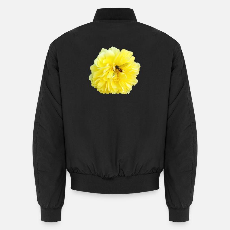 Yellow_Rose_-_Bee_Nature_Photography - Unisex Bomberjacke - Schwarz