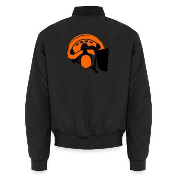 Forsthelm Baumpflege Waldarbeiter Holzfäller - Unisex Bomberjacke - Schwarz - Hinten - AI Model Male 185 light (185cm)