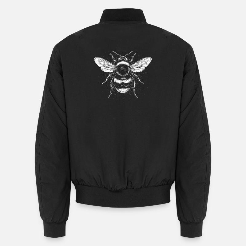 Monochromes Bieneninsektendesign - Unisex Bomberjacke - Schwarz