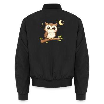 Nocturnal Owl Friend - Unisex Bomber Jacket - black - Back - AI Model Male 185 light (185cm)