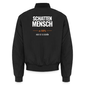 Schattenmensch zu 100% Hier ist es schön - Unisex Bomberjacke - Schwarz - Hinten - AI Model Male 185 light (185cm)