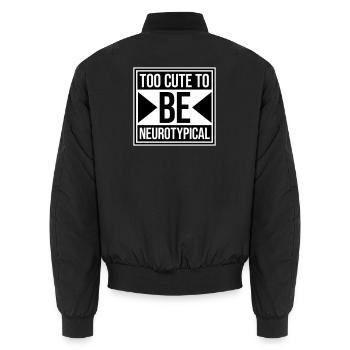 Too Cute To Be Neurotypical Lustig Autismus Logo - Unisex Bomberjacke - Schwarz - Hinten - AI Model Male 185 light (185cm)
