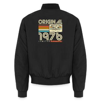 Original 1976 Vintage Vintage Birthday Gift - Unisex Bomber Jacket - black - Back - AI Model Male 185 light (185cm)