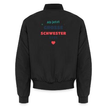 Einschulung 2026 Schwester - Schulkind Geschenk Sc - Unisex Bomberjacke - Schwarz - Hinten - AI Model Male 185 light (185cm)
