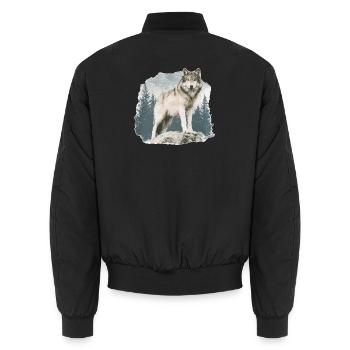 Wolf Vintage - Unisex Bomberjacke - Schwarz - Hinten - AI Model Male 185 light (185cm)