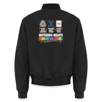 Nothing Beats Kindergarten Rock Scissors Paper - Unisex Bomber Jacket - black - Back - AI Model Male 185 light (185cm)