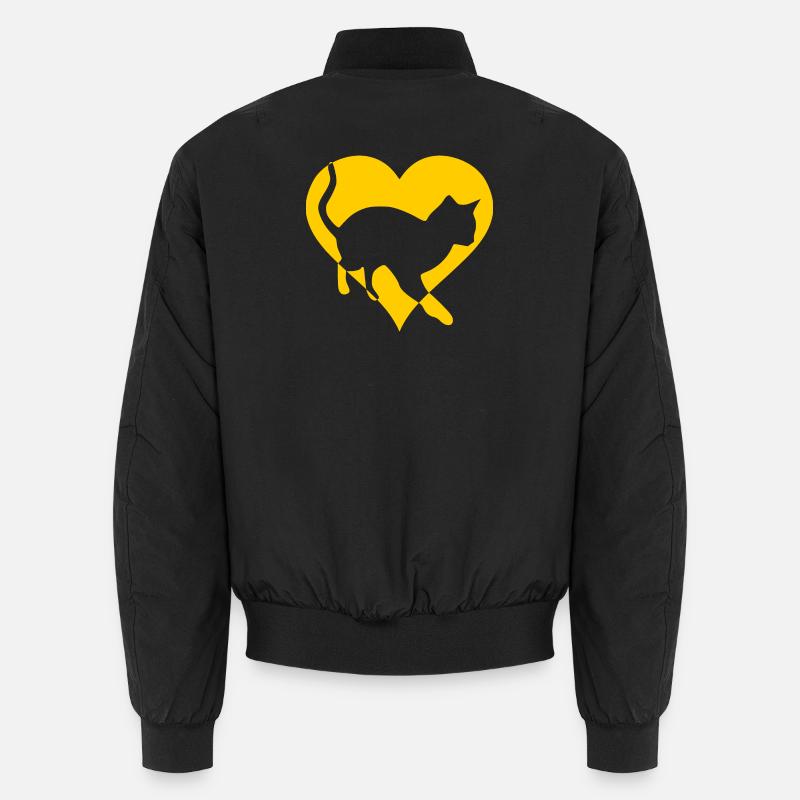 Katze Katze Mieze Geschenk Herz - Unisex Bomberjacke - Schwarz