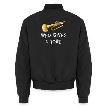 Trompete Toot weißer Text - Unisex Bomberjacke - Schwarz - Hinten - AI Model Male 185 light (185cm)