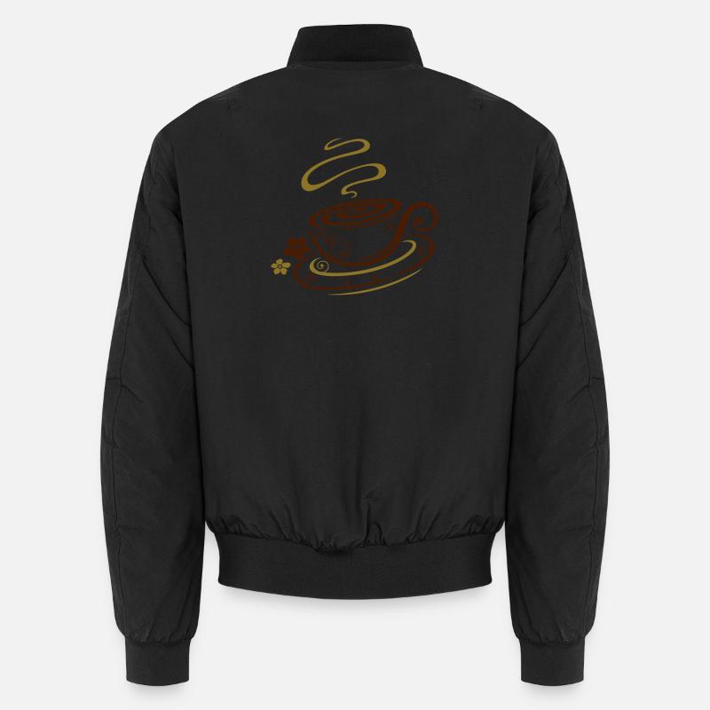 Kaffeetasse mit Kaffee und Blumen Unisex Bomberjacke
