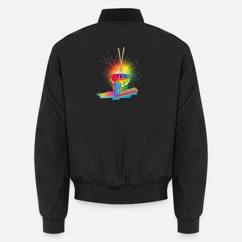 Wischmop,Besen und Eimer in Regenbogenfarben Unisex Bomberjacke