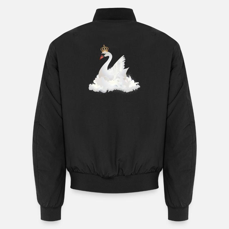 traumhafter Schwan in den Wolken mit einer Krone Unisex Bomberjacke