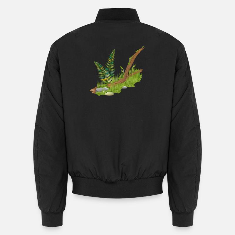 ein Stück abgebrochener vermooster Ast am Waldrand Unisex Bomberjacke