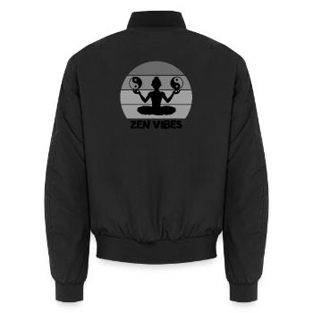 zen vibes, zen vibe, méditation - Bomber unisexe - noir - Dos - AI Model Male 185 light (185cm)