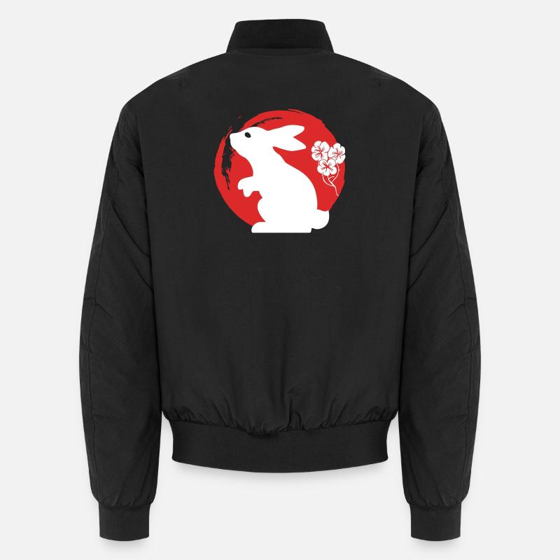 Bunny Silhouette Japanese - Unisex Bomber Jacket - black
