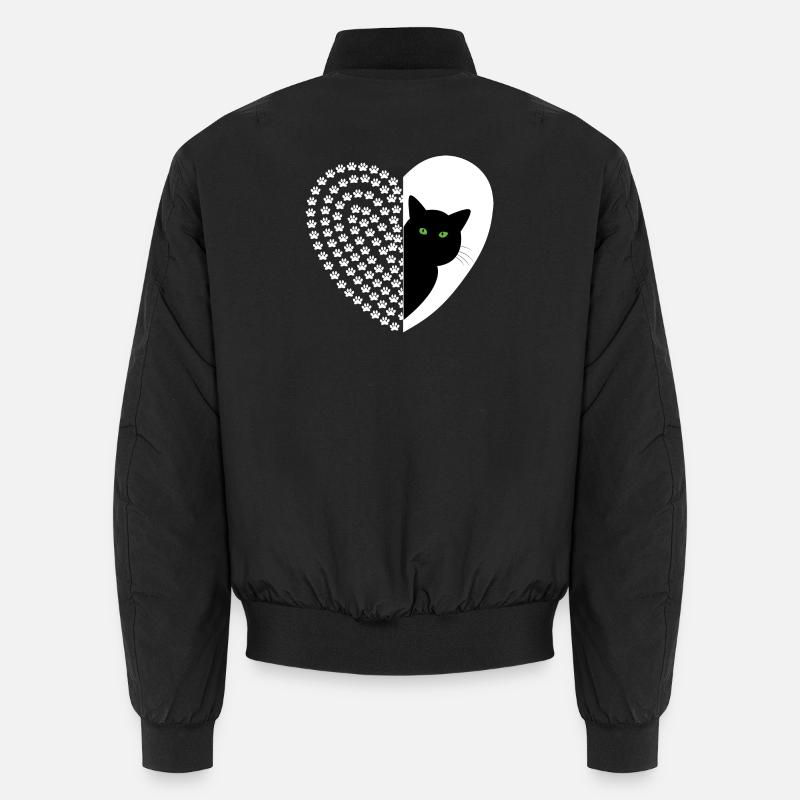 Schwarze Katze mit Blumenmuster Unisex Bomberjacke