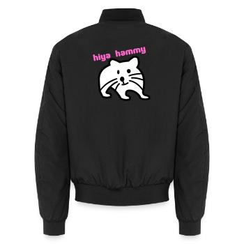 hiya hammy - Unisex Bomber Jacket - black - Back - AI Model Male 185 light (185cm)