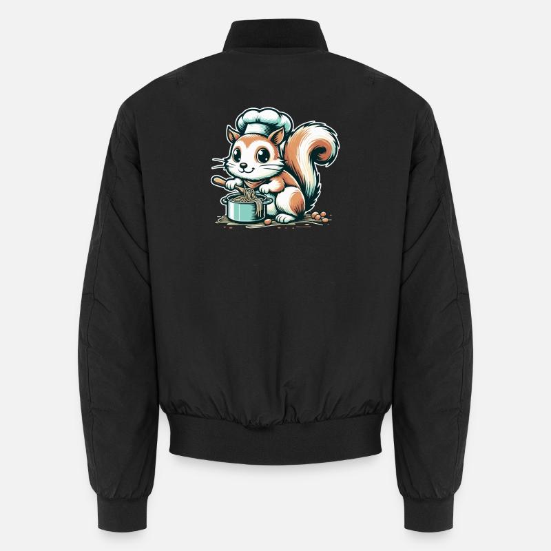 Mignon écureuil de dessin animé cuisinant des spaghettis Bomber unisexe