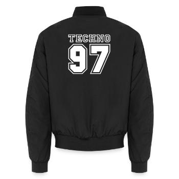 TECHNO 97 - Unisex Bomberjacke - Schwarz - Hinten - AI Model Male 185 light (185cm)