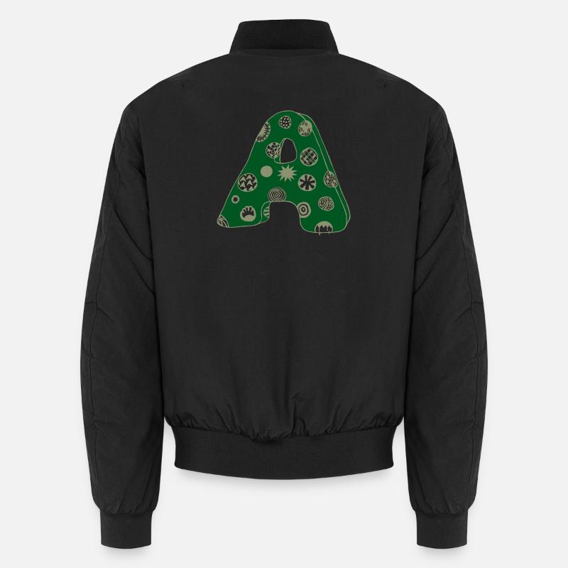 Letter A with character in green Unisex Bomber Jacket