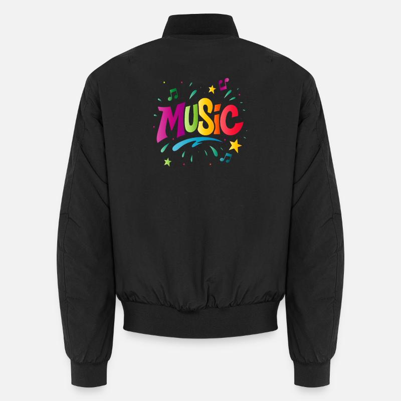 Musique – Typographie colorée avec symbole de note Bomber unisexe