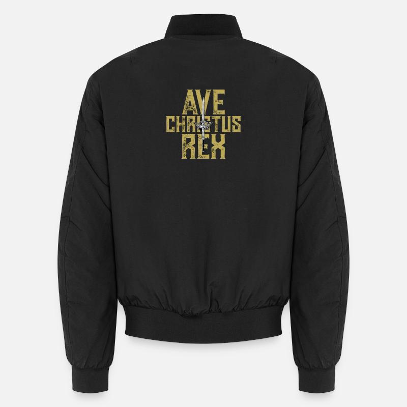 Ave Christus Rex Krone ein Schwert Unisex Bomberjacke