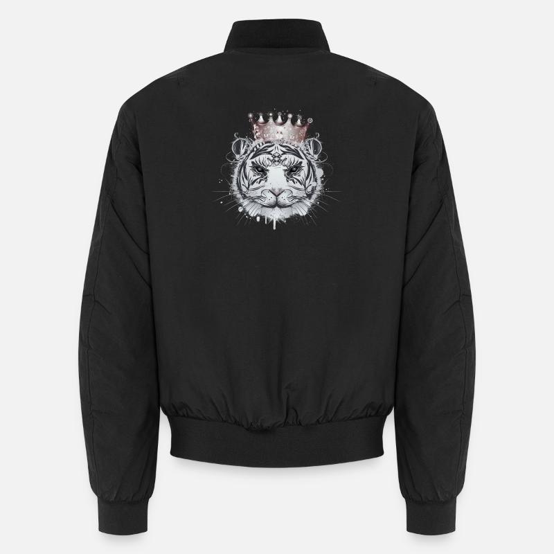 Weißer Tiger mit Krone – Elegante Raubkatze Unisex Bomberjacke