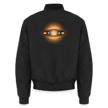Radiant Box Belt – Champion Design - Unisex Bomber Jacket - black - Back - AI Model Male 185 light (185cm)