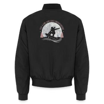 Just a Girl Who Loves Snowboarding - Unisex Bomber Jacket - black - Back - AI Model Male 185 light (185cm)