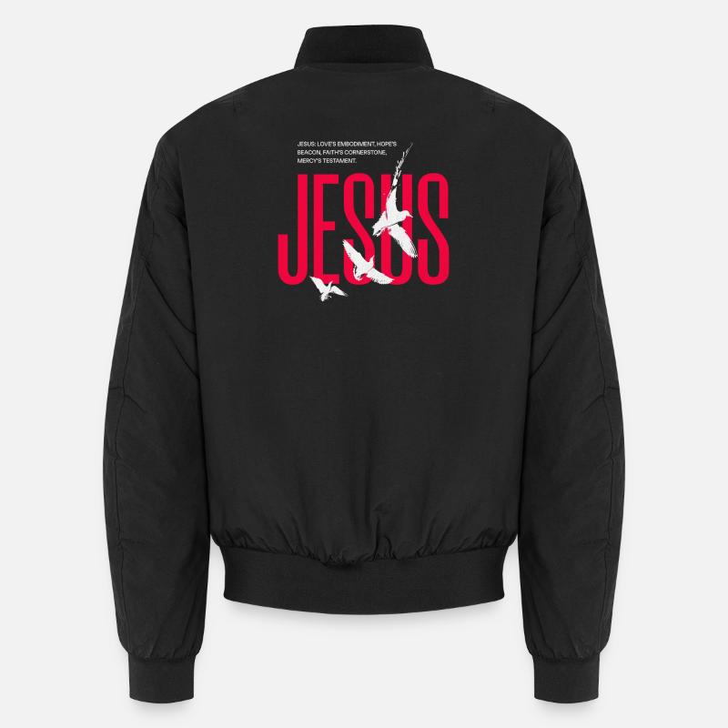 Jesus Doves Typography - Unisex Bomber Jacket - black