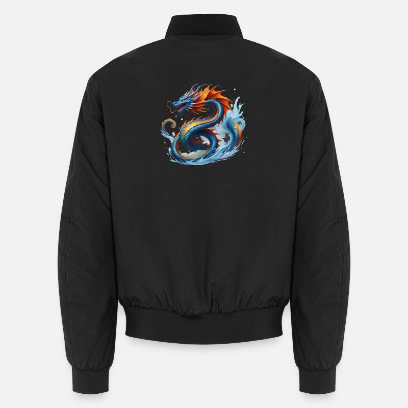 Drache Blauorange Drachesturm Unisex Bomberjacke