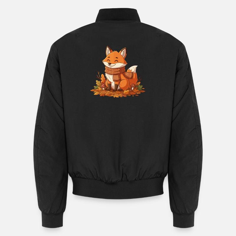 Herbstlicher Fuchs mit Schal - Unisex Bomberjacke - Schwarz