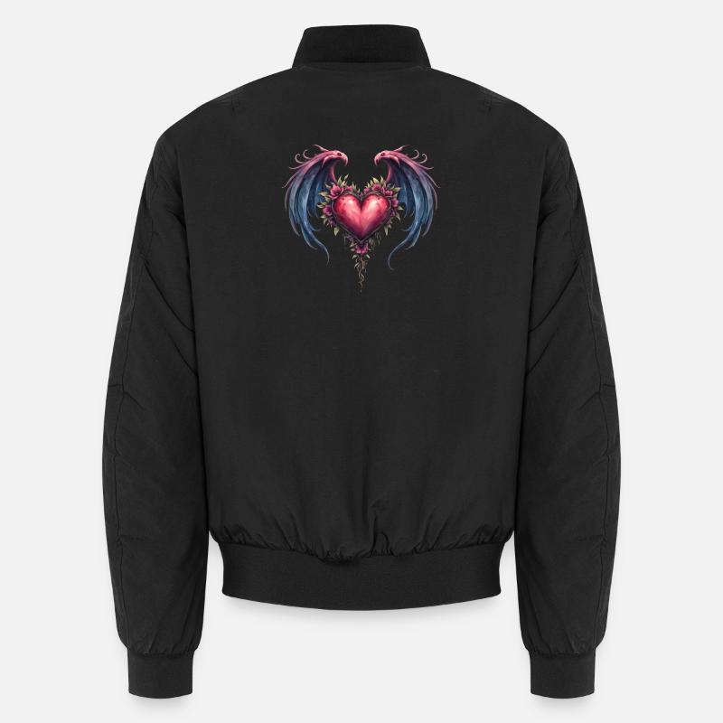 Floral winged heart - Unisex Bomber Jacket - black