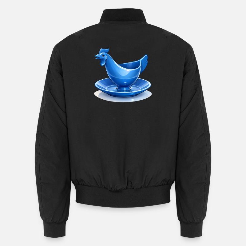 Blauer DDR Eierbecher Huhn Fanart, Ostalgie Unisex Bomberjacke
