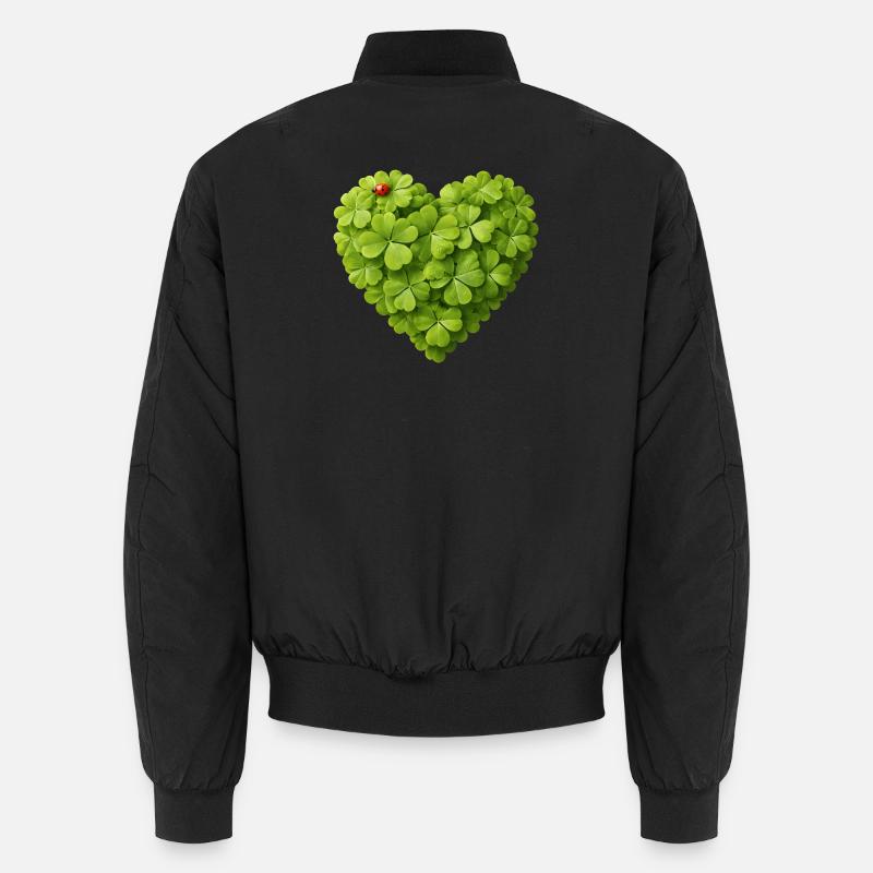 Herz aus Kleeblättern mit Marienkäfer  Unisex Bomberjacke