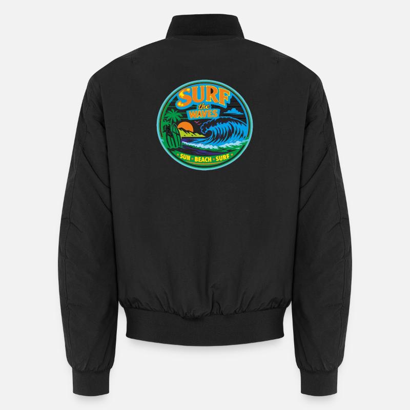 Soleil-Plage-Surf - Bomber unisexe - noir