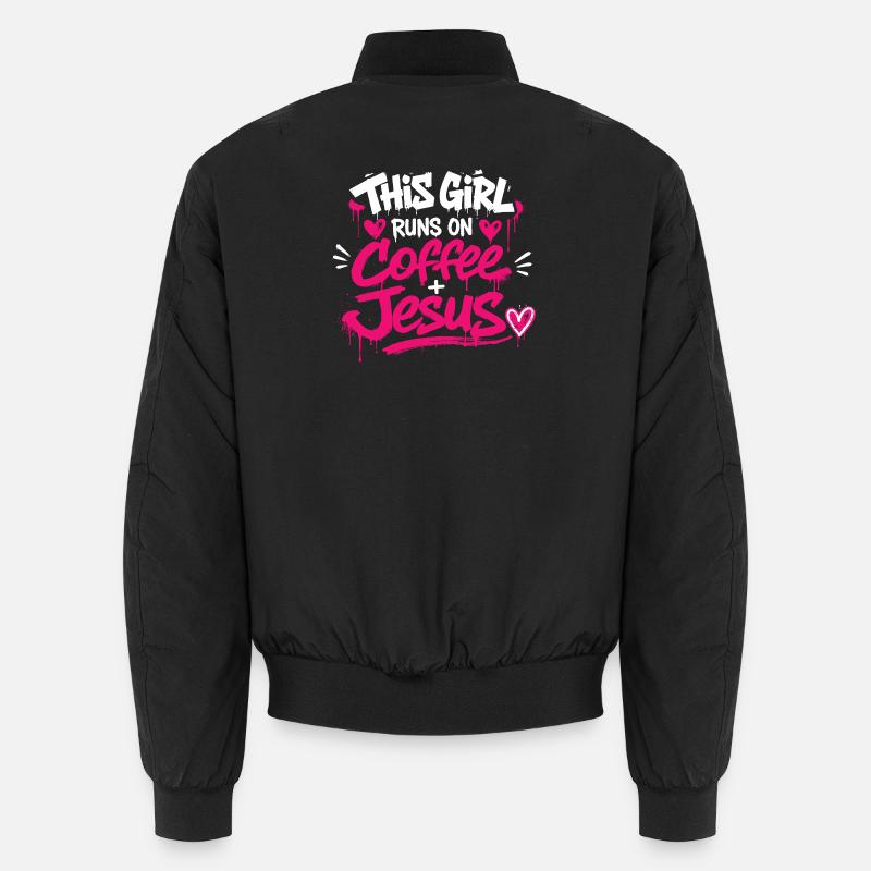 Coffee & Jesus Graffiti Design - Bomber unisexe - noir