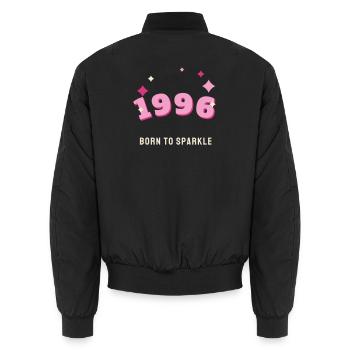 1996 Born to Sparkle Vintage 30th Birthday - Unisex Bomber Jacket - black - Back - AI Model Male 185 light (185cm)