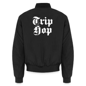 Gotische Trip-Hop-Typografie - Unisex Bomberjacke - Schwarz - Hinten - AI Model Male 185 light (185cm)